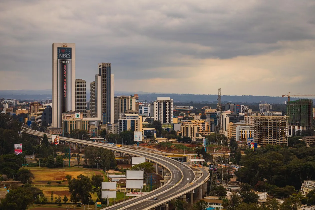 Aerial view of the Nairobi expressway and skyline