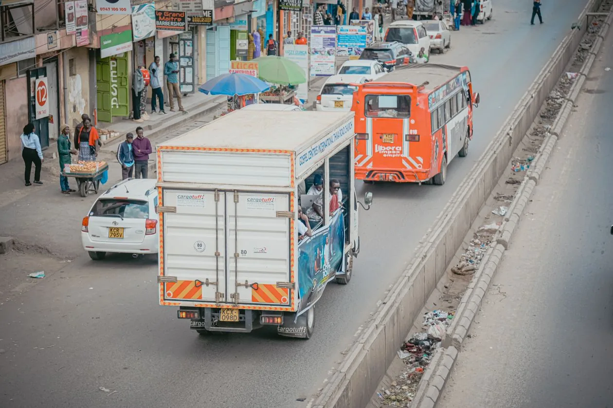 Aerial view of a busy Nairobi street